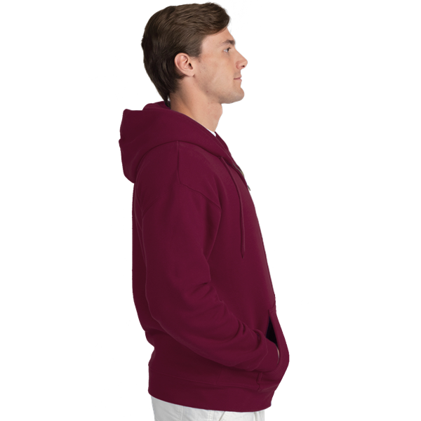 ADULT FLEECE ZIP FRONT HOODIE  -  BURGUNDY EXTRA SMALL SOLID