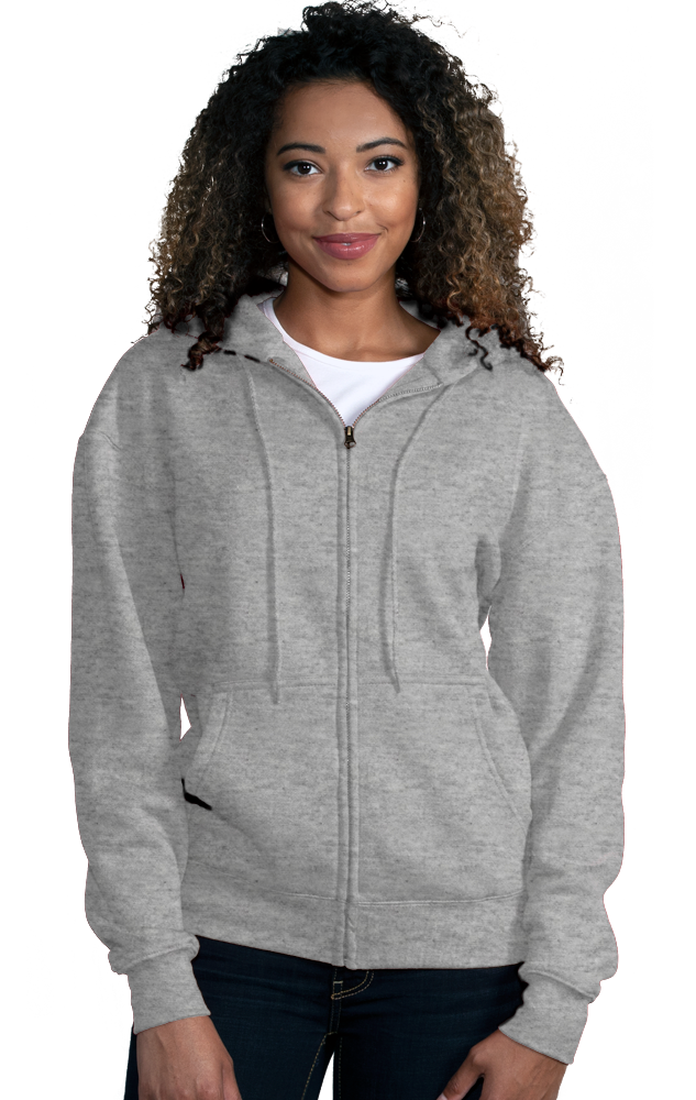 9302Z-GRY-XS-SOLID|BG9302Z|Adult Zip Front Hoodie