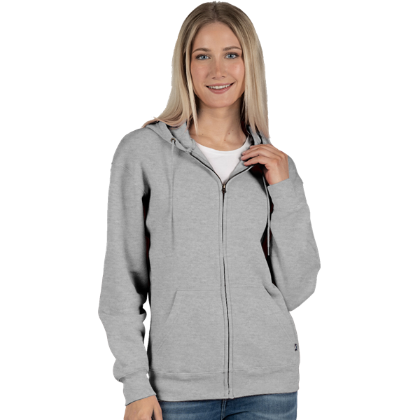 ADULT FLEECE ZIP FRONT HOODIE  -  HEATHER GREY EXTRA SMALL SOLID