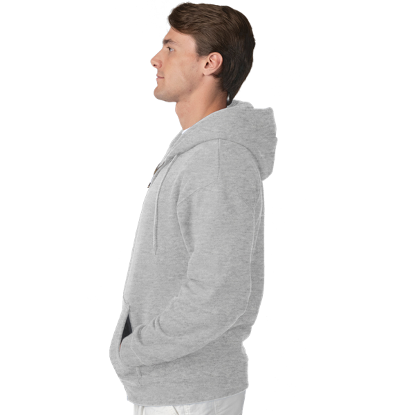 ADULT FLEECE ZIP FRONT HOODIE  -  HEATHER GREY EXTRA SMALL SOLID