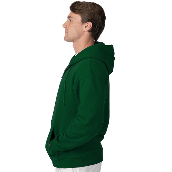 ADULT FLEECE ZIP FRONT HOODIE  -  HUNTER EXTRA SMALL SOLID