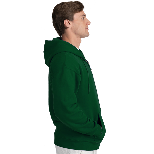 ADULT FLEECE ZIP FRONT HOODIE  -  HUNTER EXTRA SMALL SOLID