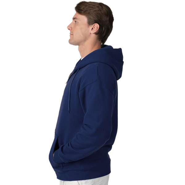 ADULT FLEECE ZIP FRONT HOODIE  -  NAVY EXTRA SMALL SOLID