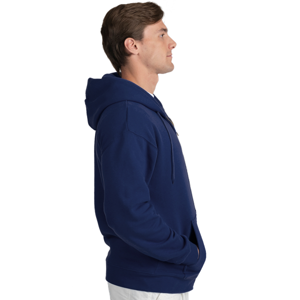 ADULT FLEECE ZIP FRONT HOODIE  -  NAVY EXTRA SMALL SOLID