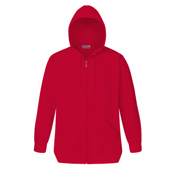 ADULT FLEECE ZIP FRONT HOODIE  -  RED 2 EXTRA LARGE SOLID