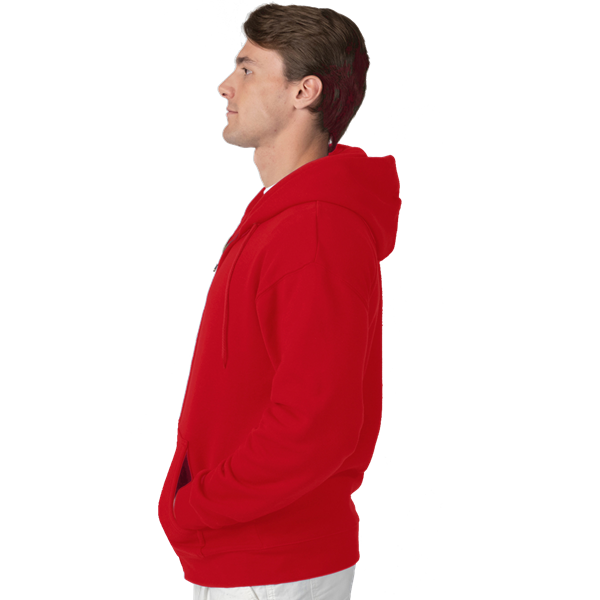 ADULT FLEECE ZIP FRONT HOODIE  -  RED 2 EXTRA LARGE SOLID