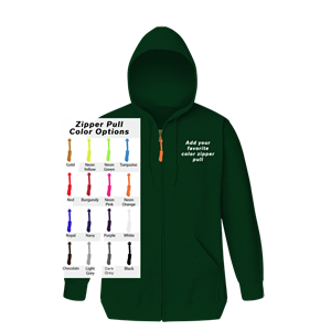 CUSTOM ZIPPER PULL ZIP FRONT HOODIE HUNTER 2 EXTRA LARGE SOLID