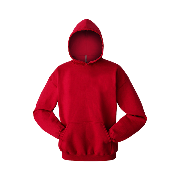 ADULT FLEECE PULL OVER HOODIE RED 2 EXTRA LARGE SOLID