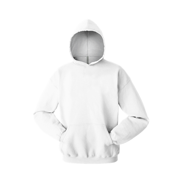 ADULT FLEECE PULL OVER HOODIE WHITE 2 EXTRA LARGE SOLID