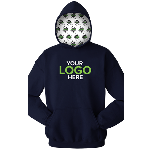 YOUR LOGO HERE ADULT FLEECE PULL OVER HOODIE NAVY 2 EXTRA LARGE SOLID