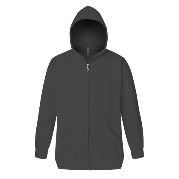 ADULT FLEECE ZIP FRONT HOODIE CARBON 2 EXTRA LARGE SOLID