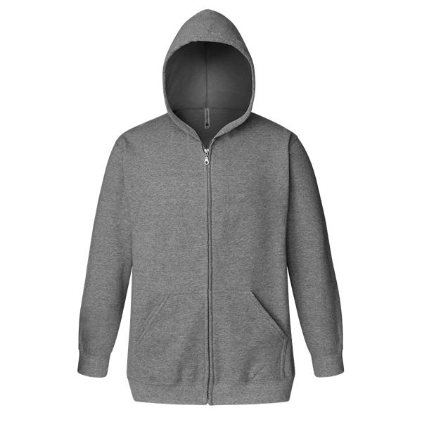 ADULT FLEECE ZIP FRONT HOODIE DARK HEATHER GREY 2 EXTRA LARGE SOLID