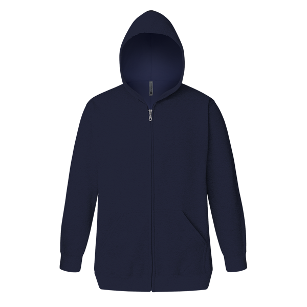 ADULT FLEECE ZIP FRONT HOODIE NAVY 2 EXTRA LARGE SOLID