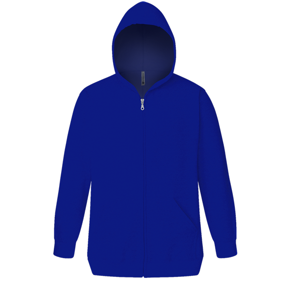 ADULT FLEECE ZIP FRONT HOODIE ROYAL 2 EXTRA LARGE SOLID