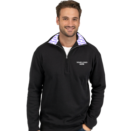 YOUR LOGO HERE 1/4 ZIP ESSENTIAL PULL OVER ESSENTIAL FLEECE BLACK 2 EXTRA LARGE SOLID