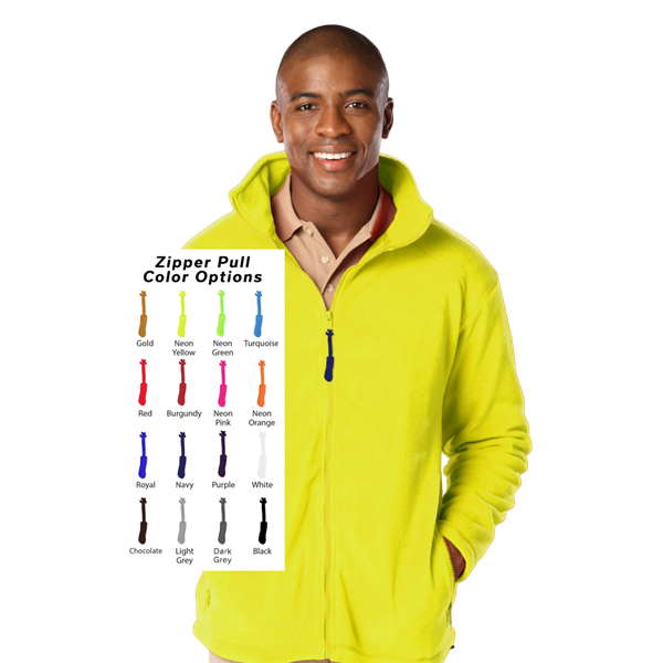 CUSTOM ZIPPER PULL POLAR FLEECE JACKET OPTIC YELLOW 2 EXTRA LARGE SOLID