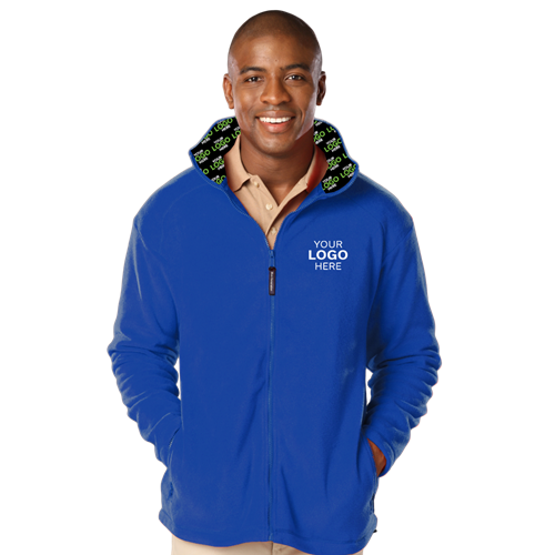 YOUR LOGO HERE MENS POLAR FLEECE JACKET BLUE 2 EXTRA LARGE SOLID