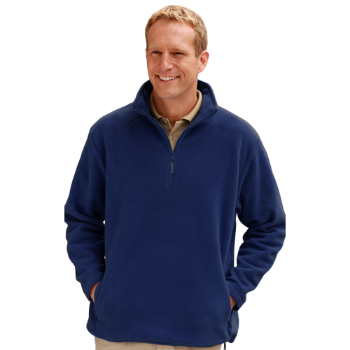 ADULT POLAR FLEECE L/S 1/2 ZIP PULLOVER -  NAVY 2 EXTRA LARGE SOLID