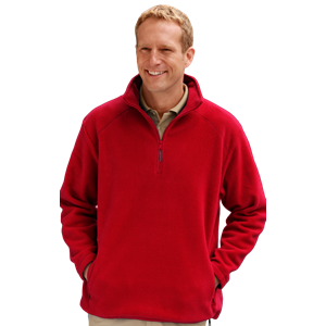 ADULT POLAR FLEECE L/S 1/2 ZIP PULLOVER -  RED 2 EXTRA LARGE SOLID