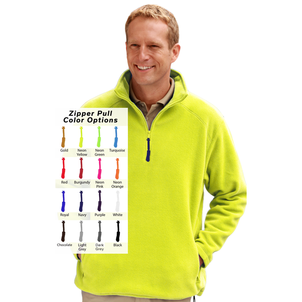 CUSTOM ZIPPER PULL POLAR FLEECE  L/S 1/2 ZIP PULLOVER OPTIC YELLOW 3 EXTRA LARGE SOLID