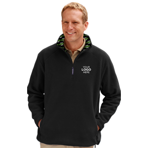 YOUR LOGO HERE ADULT POLAR FLEECE  L/S 1/2 ZIP PULLOVER BLACK 2 EXTRA LARGE SOLID
