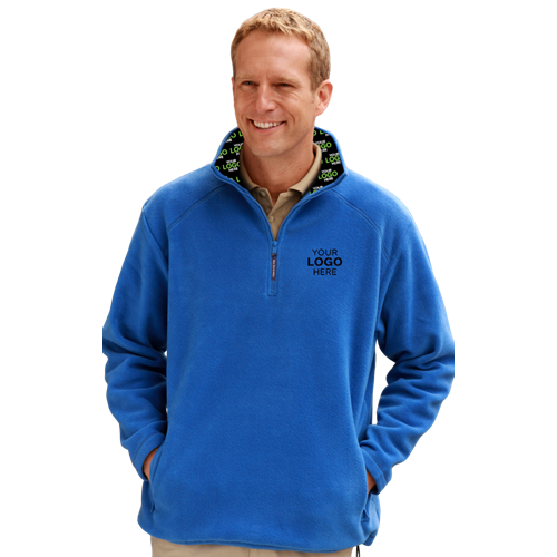 YOUR LOGO HERE ADULT POLAR FLEECE  L/S 1/2 ZIP PULLOVER BLUE 2 EXTRA LARGE SOLID
