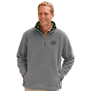 YOUR LOGO HERE ADULT POLAR FLEECE  L/S 1/2 ZIP PULLOVER GREY 2 EXTRA LARGE SOLID