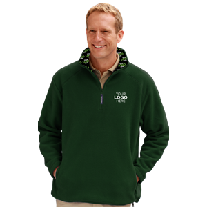YOUR LOGO HERE ADULT POLAR FLEECE  L/S 1/2 ZIP PULLOVER HUNTER 2 EXTRA LARGE SOLID
