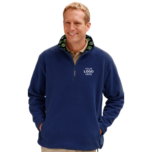YOUR LOGO HERE ADULT POLAR FLEECE  L/S 1/2 ZIP PULLOVER NAVY 2 EXTRA LARGE SOLID