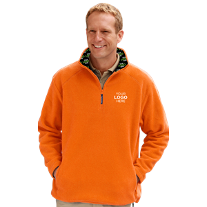 YOUR LOGO HERE ADULT POLAR FLEECE  L/S 1/2 ZIP PULLOVER ORANGE 2 EXTRA LARGE SOLID