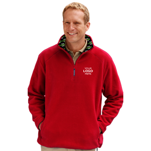 YOUR LOGO HERE ADULT POLAR FLEECE  L/S 1/2 ZIP PULLOVER RED 2 EXTRA LARGE SOLID