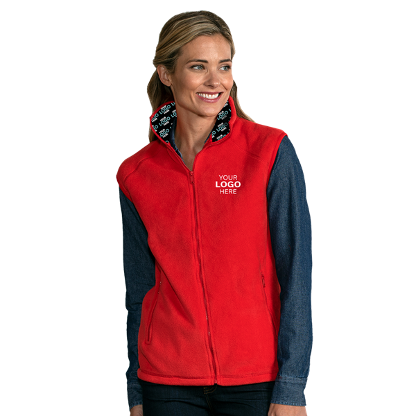 YOUR LOGO HERE ADULT POLAR FLEECE SLEEVELESS VEST RED SMALL SOLID