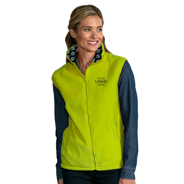 YOUR LOGO HERE ADULT POLAR FLEECE SLEEVELESS VEST YELLOW SMALL SOLID