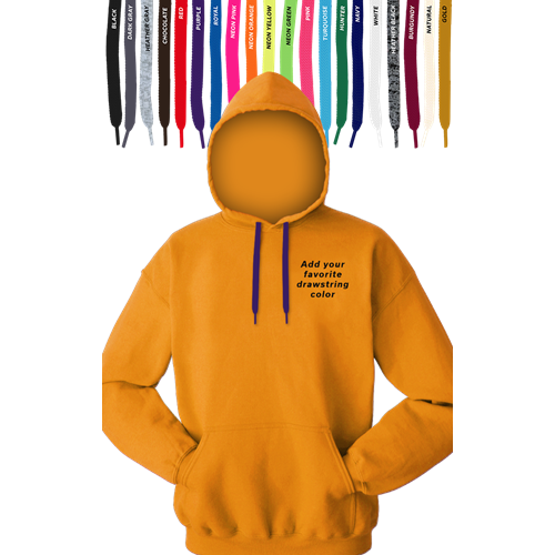 CUSTOM DRAWSTRING PULLOVER HOODIE GOLD 2 EXTRA LARGE SOLID